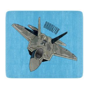 Fighter aircraft cartoon illustration cutting board