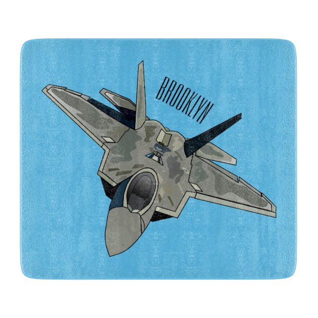 Fighter aircraft cartoon illustration cutting board (Front)