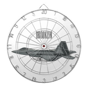 Fighter aircraft cartoon illustration dartboard