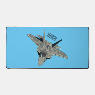 Fighter aircraft cartoon illustration desk mat