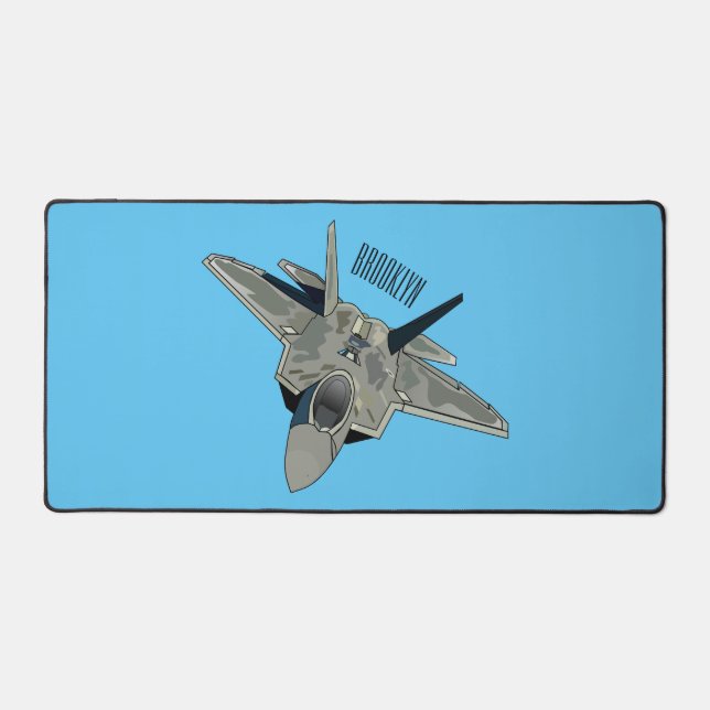 Fighter aircraft cartoon illustration desk mat (Front)