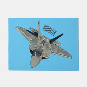 Fighter aircraft cartoon illustration doormat