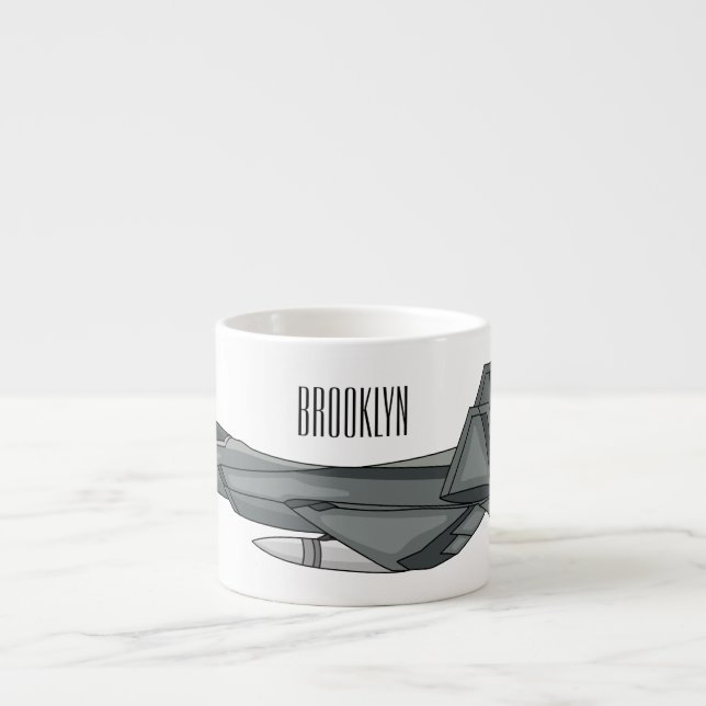 Fighter aircraft cartoon illustration espresso cup (Front)