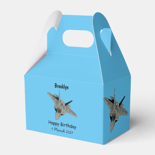 Fighter aircraft cartoon illustration favour box (Front Side)