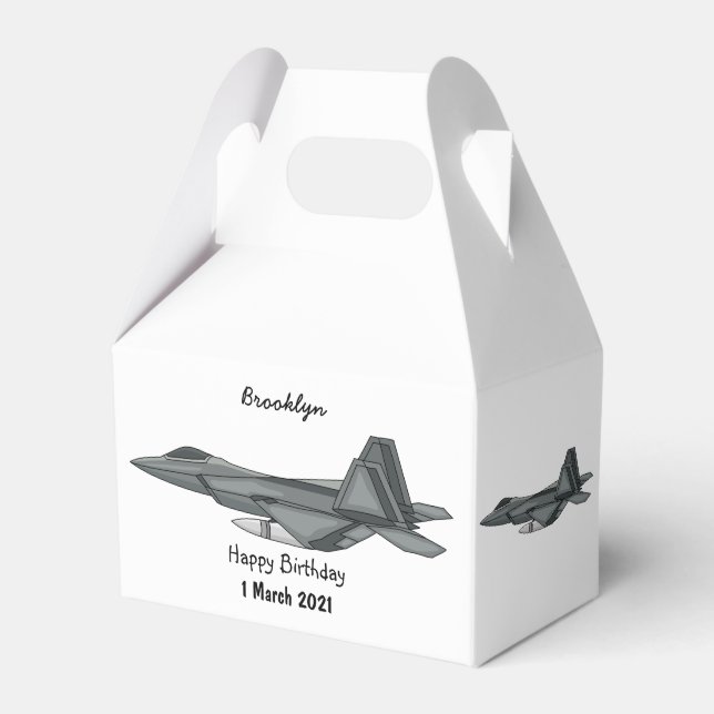 Fighter aircraft cartoon illustration favour box (Front Side)