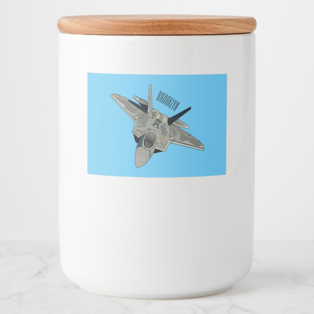 Fighter aircraft cartoon illustration food label (Front)