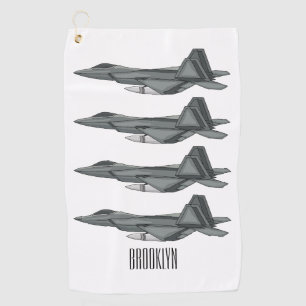 Fighter aircraft cartoon illustration golf towel