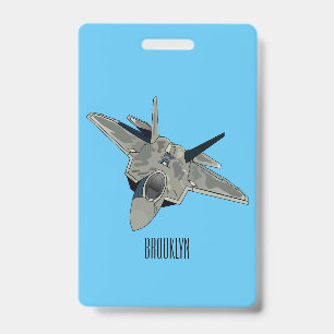 Fighter aircraft cartoon illustration ID badge