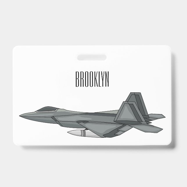 Fighter aircraft cartoon illustration ID badge (Front)