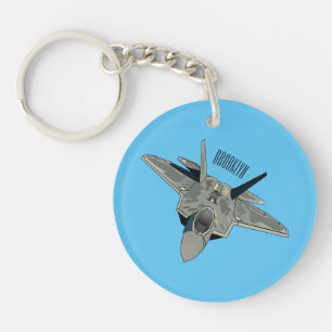 Fighter aircraft cartoon illustration key ring