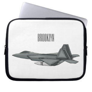 Fighter aircraft cartoon illustration laptop sleeve
