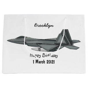 Fighter aircraft cartoon illustration large gift bag