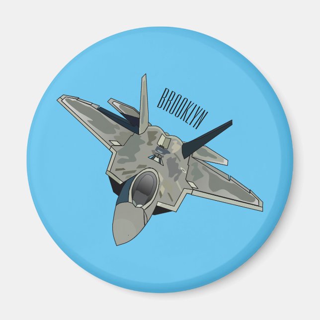 Fighter aircraft cartoon illustration magnet (Front)