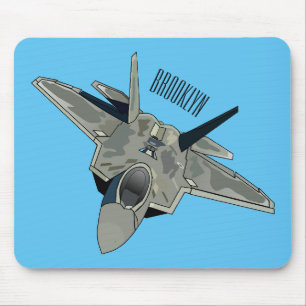 Fighter aircraft cartoon illustration mouse pad