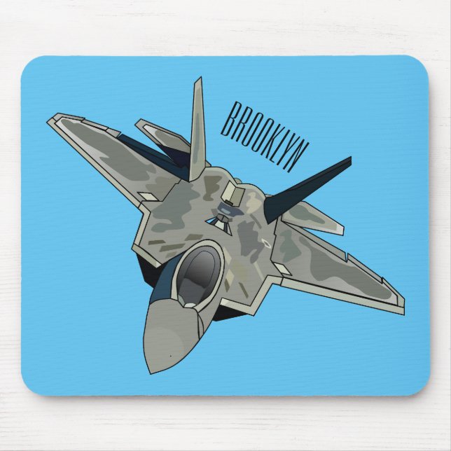 Fighter aircraft cartoon illustration mouse pad (Front)