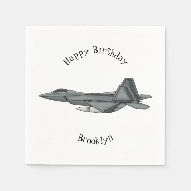 Fighter aircraft cartoon illustration napkin (Front)