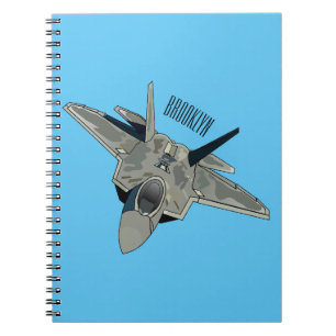Fighter aircraft cartoon illustration notebook