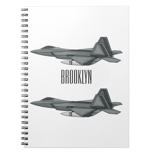 Fighter aircraft cartoon illustration notebook (Front)