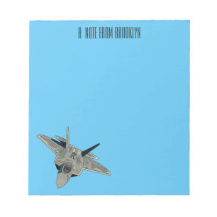 Fighter aircraft cartoon illustration notepad