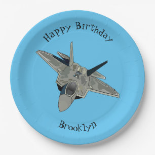Fighter aircraft cartoon illustration paper plate