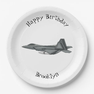 Fighter aircraft cartoon illustration paper plate