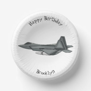 Fighter aircraft cartoon illustration paper plate