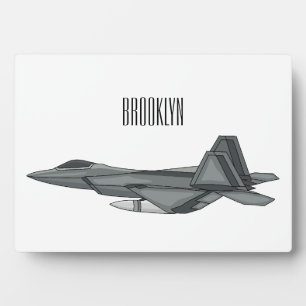 Fighter aircraft cartoon illustration plaque