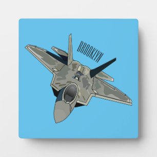 Fighter aircraft cartoon illustration plaque