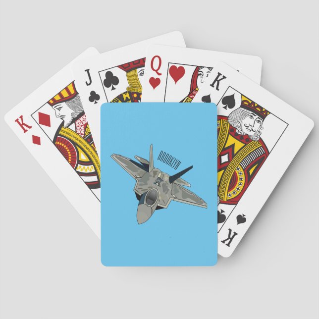 Fighter aircraft cartoon illustration playing cards (Back)