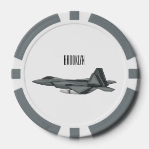 Fighter aircraft cartoon illustration poker chips
