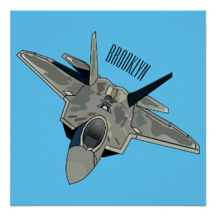 Fighter aircraft cartoon illustration poster
