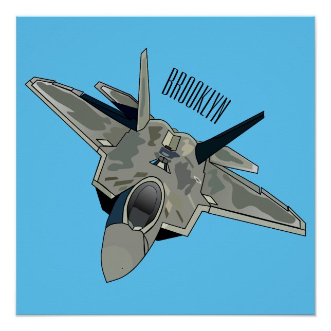 Fighter aircraft cartoon illustration poster (Front)