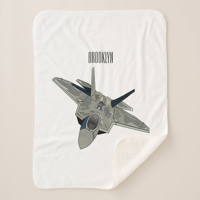 Fighter aircraft cartoon illustration sherpa blanket (Front)