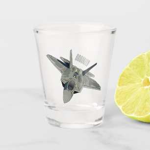 Fighter aircraft cartoon illustration shot glass