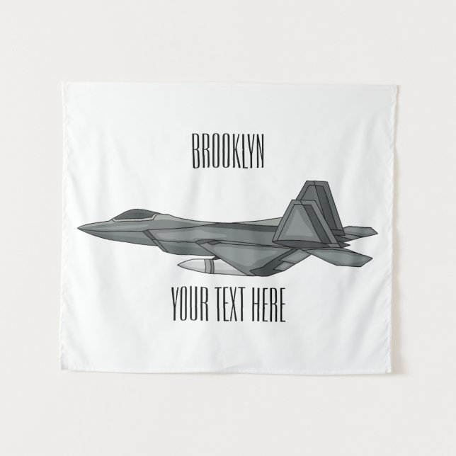 Fighter aircraft cartoon illustration tapestry (Front (Horizontal))