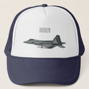 Fighter aircraft cartoon illustration  trucker hat
