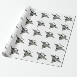 Fighter aircraft cartoon illustration wrapping paper