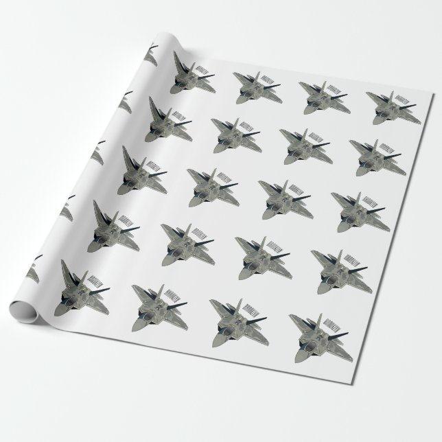 Fighter aircraft cartoon illustration wrapping paper (Unrolled)