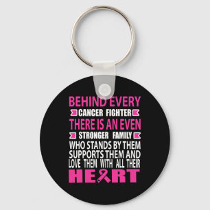 Fighter And Strong Family Breast Cancer Awareness Key Ring