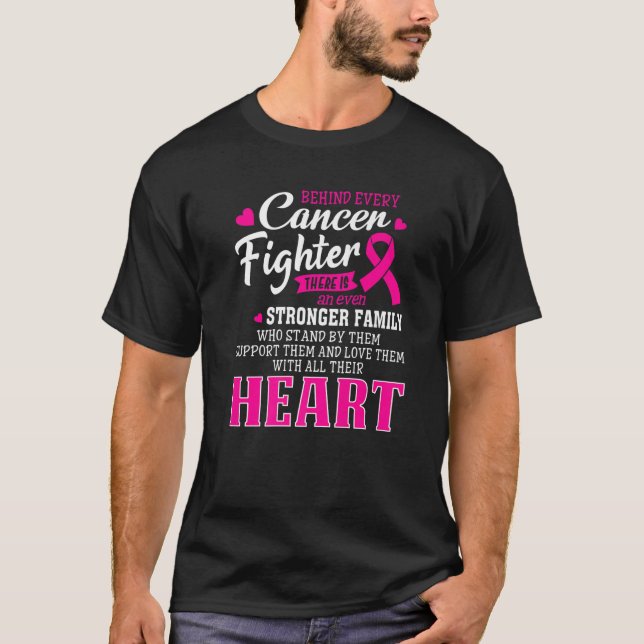Fighter And Strong Family Breast Cancer Awareness T-Shirt (Front)