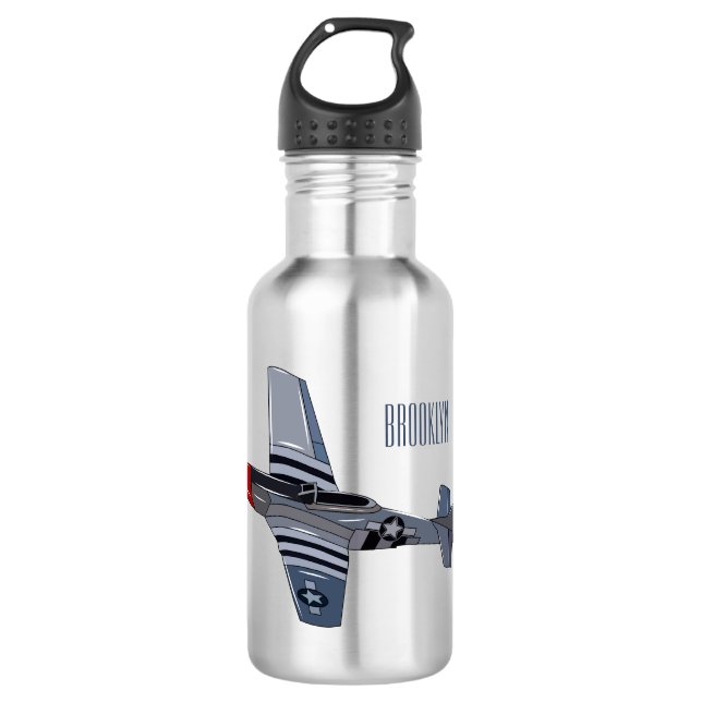 Fighter-bomber cartoon illustration 532 ml water bottle (Front)
