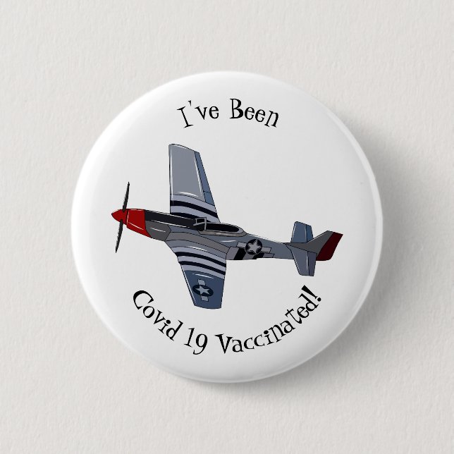 Fighter-bomber cartoon illustration 6 cm round badge (Front)
