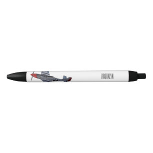 Fighter-bomber cartoon illustration black ink pen