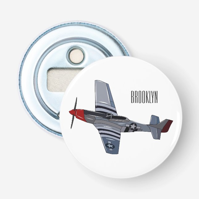 Fighter-bomber cartoon illustration bottle opener (Front)