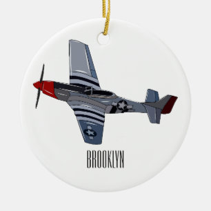 Fighter-bomber cartoon illustration ceramic ornament