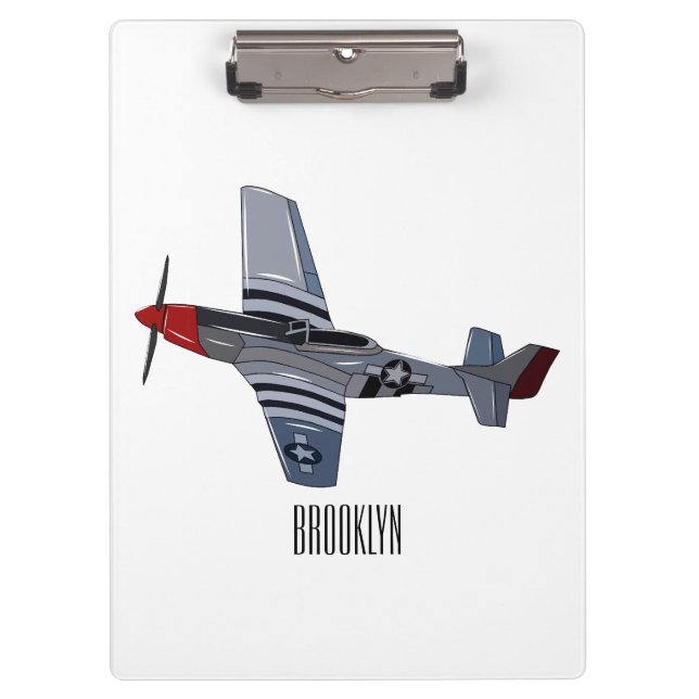 Fighter-bomber cartoon illustration clipboard (Front)