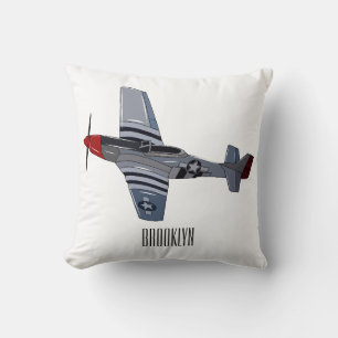 Fighter-bomber cartoon illustration cushion