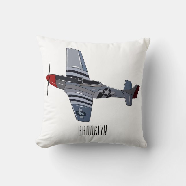 Fighter-bomber cartoon illustration cushion (Front)