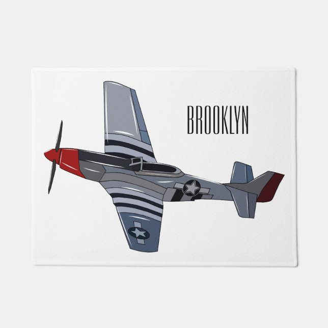 Fighter-bomber cartoon illustration doormat (Front)