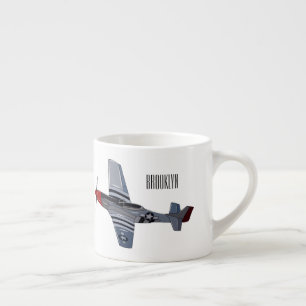Fighter-bomber cartoon illustration espresso cup